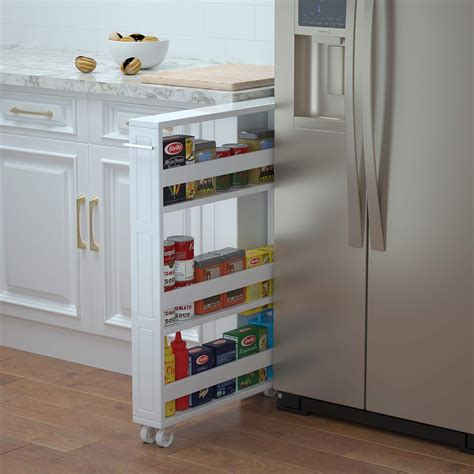 Buy MUSEHOMEINC Compact Space Kitchen Pantry Tier Kitchen Removable Storage Cart Slim Slide