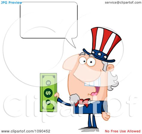 Clipart Talking Uncle Sam Holding Tax Dollars Royalty Free Vector