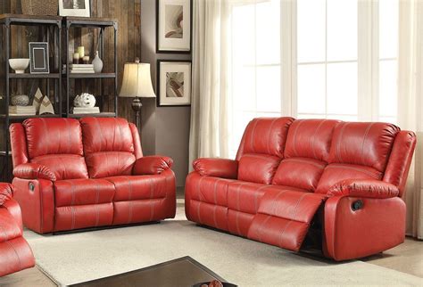 Beldan Red Leather Recliner Sofa Leather Living Room Furniture Sofa