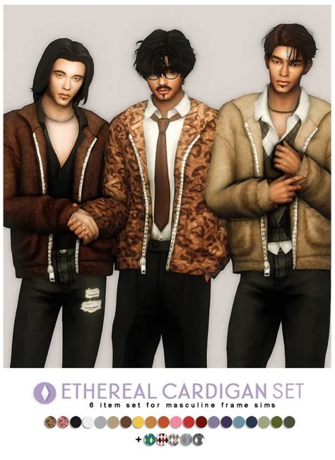 Ethereal Cardigan Set Redux Nucrests On Patreon Sims 4 Male Clothes