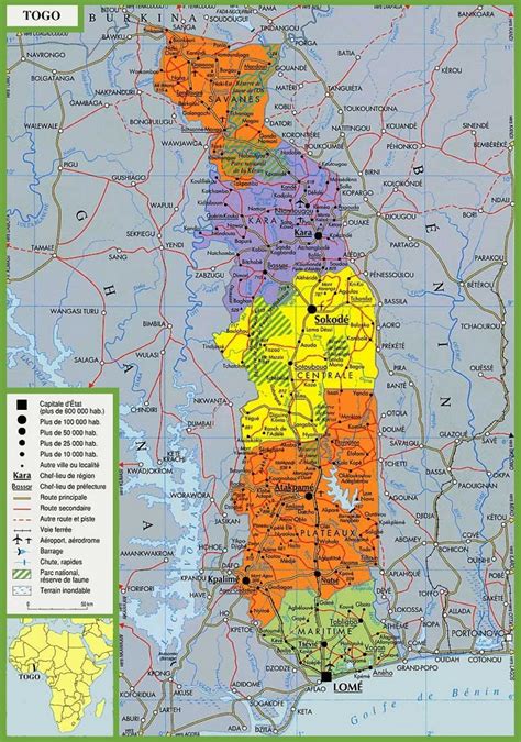 Large Detailed Map Of Togo With Cities And Towns