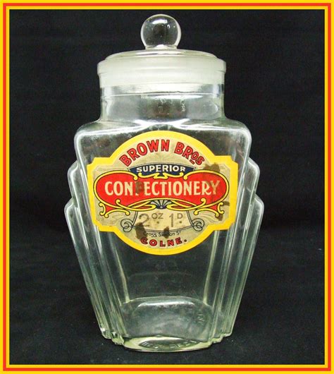 Stunning Brown Brothers Confectionery Art Deco Jar Beautiful Label