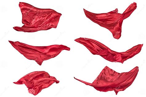 Abstract Flying Fabric Elements Freeze Motion Isolated On White Stock