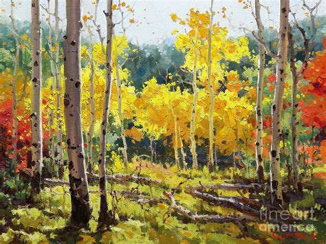 Backlit Aspen Grove Painting By Gary Kim Pixels