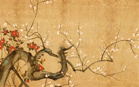 Japanese Flowers Art Wallpaper Painting High Resolution Digital