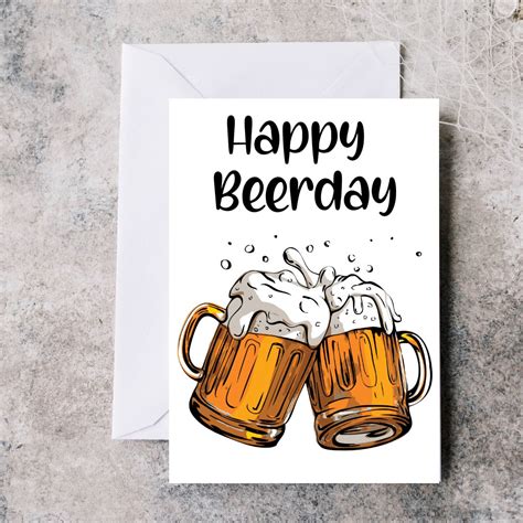 Happy Beerday Card Birthday Beer Card Birthday Card For Him Birthday