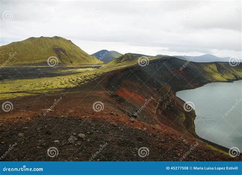 Ljotipollur Volcanic Crater Lake Stock Photo Image Of F208 Highland