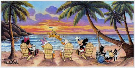 Minnie Daisy Donald Mickey Goofy And Pluto At The Beach Disney Fine Art