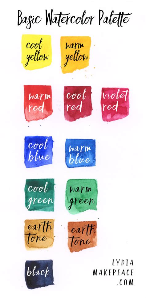 Basic Watercolor Palette 12 Essential Colors — Artist Lydia Makepeace