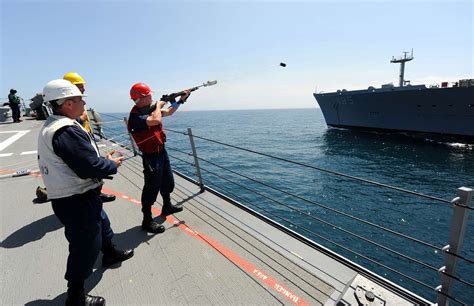 A Sailor Aboard The Guided Missile Destroyer Uss Truxtun Us