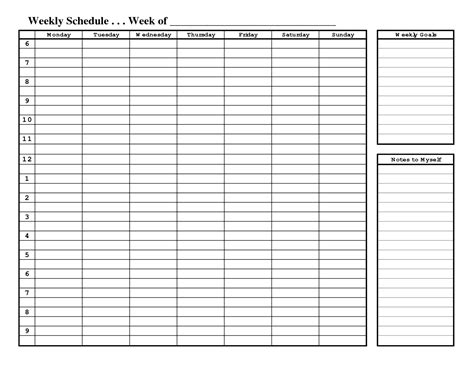 Template Weekly Schedule Printable