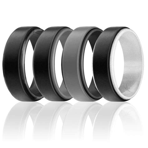 4 Pack Silicone Ring For Men Step Edge Duo Collection Rings For