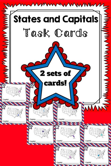 States And Capitals Task Cards With United States Map Test Prep