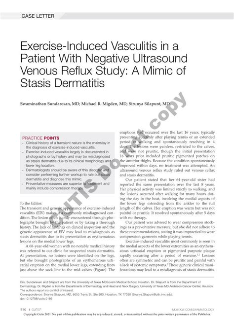 Exercise Induced Vasculitis In A Patient With Negative Ultrasound