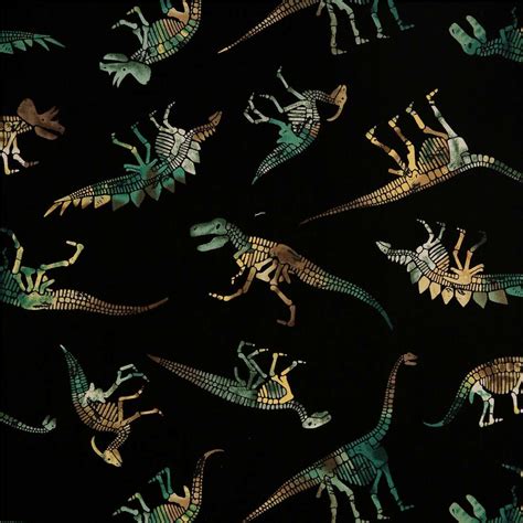 Black Dinosaur Skeleton Muti Color Fabric Timeless Treasures Modes4u