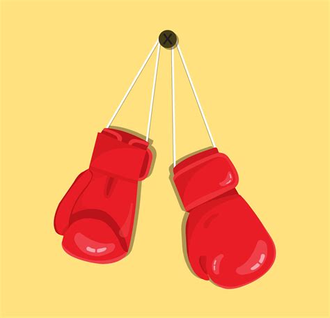 Red Boxing Gloves Hanging On The Wall Nail Modern Boks Design Icon