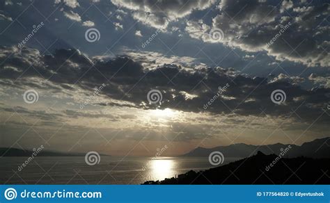 Beautiful Sunset Over The Adriatic Sea Stock Photo Image Of Raisins