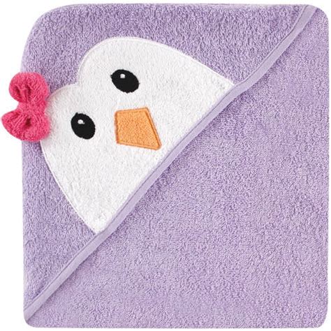 Luvable Friends Cotton Terry Animal Hooded Towel Purple Penguin