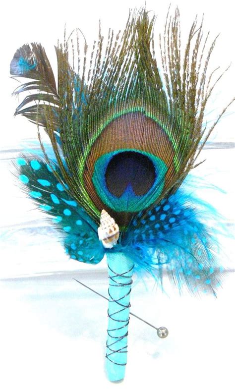 Peacock Feather Boutinniere Co Happilyfeatherafter Etsy Favors