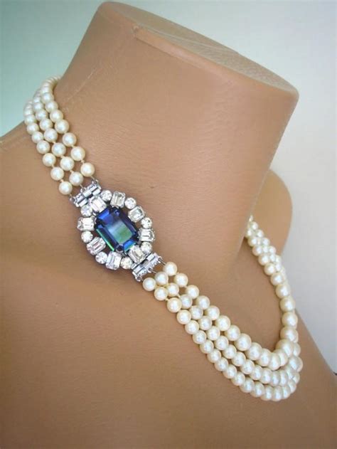 Pearl Necklace Great Gatsby Statement Necklace Pearl Choker Wedding