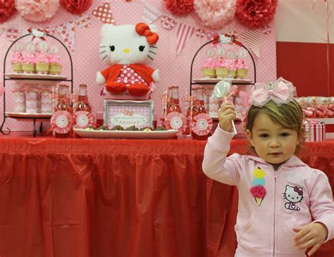 Hello Kitty Pink And Red Birthday Harpers 2nd Birthday Party Catch My Party Red Birthday