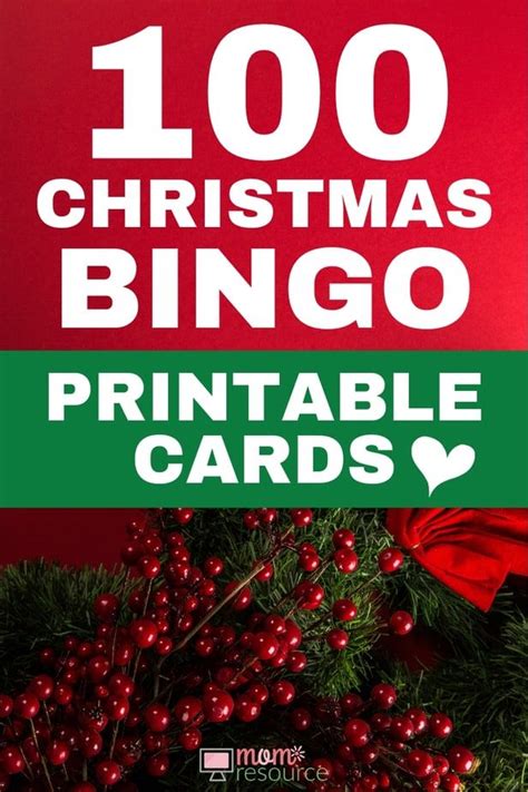 A Christmas Card With The Words 100 Christmas Bingo Printable Cards On