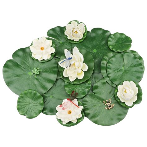 buy micbutty 21 pieces lily pads for ponds artificial water floating lotus flowers decor with