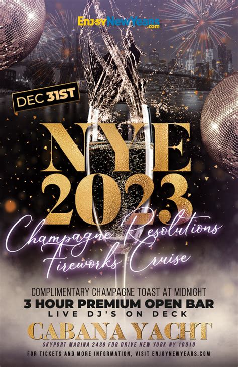 New Years Eve 2023 Nyc Fireworks Cruise Aboard The Cabana Yacht