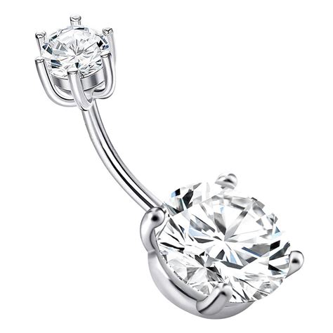 Arardo 14g 925 Sterling Silver Round Cz Belly Button Rings Navel Rings