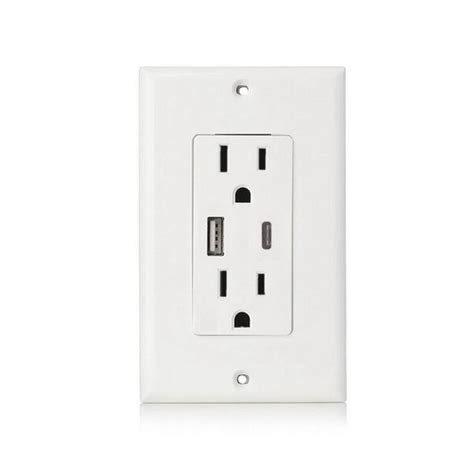 Truepower Electrical Duplex Outlet Receptacle With 2 Usb Ports 1 High