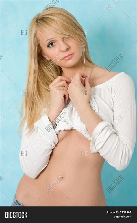 Sexyl Girl Lifts White Shirt Image Photo Bigstock