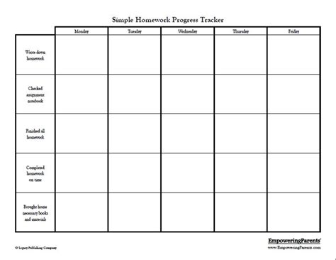Free Printable Simple Homework Chart Empowering Parents Homework