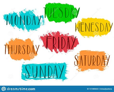 Учим дни недели за 5 минут. Handwritten Days Of The Week Monday, Tuesday, Wednesday ...
