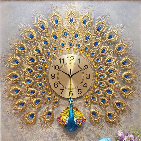 Buy peacock wall clock to enjoy amazing deals and discounts. 3D Large Wall Clock Luxury Peacock Metal Living Room Wall ...