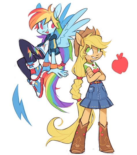 Applejack And Rainbow Dash Equestria Girls Drawn By 8 Xenon 8