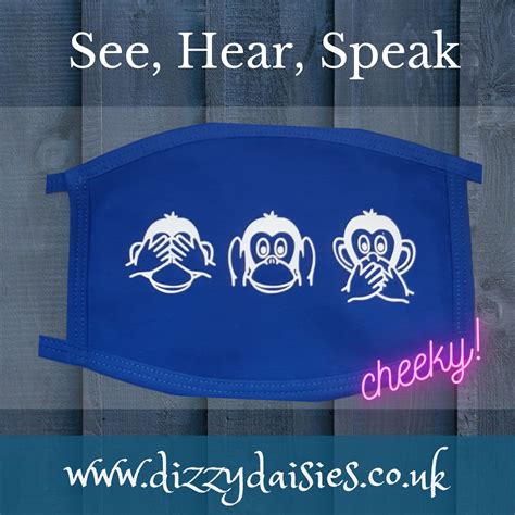 Three Wise Monkeys Face Mask Custom Printed By Dizzy Daisies