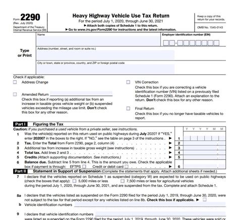 Irs 2290 Form 2021 Printable Customize And Print