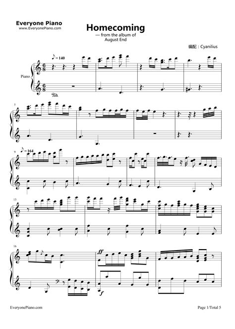 Guys summer jam sheet music for piano solo pdf interactive. Homecoming-Jon Schmidt Stave Preview