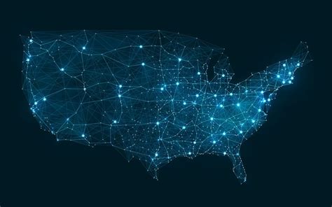 Download Wallpapers Usa Lines Map Us Communications Map Neon Blue
