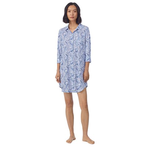 Paisley Long Sleeve Classic Knit Sleepshirt For Her From The Luxe