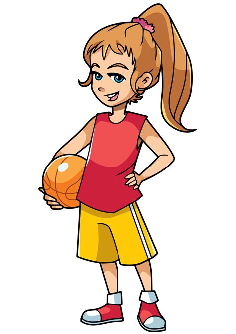 Basketball Girl On White Vector Cartoon Illustration Girl Etsy