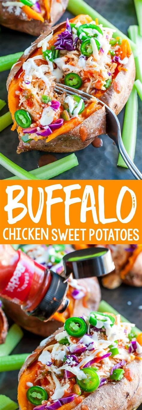 Buffalo Chicken Stuffed Sweet Potatoes Peas And Crayons Recipe