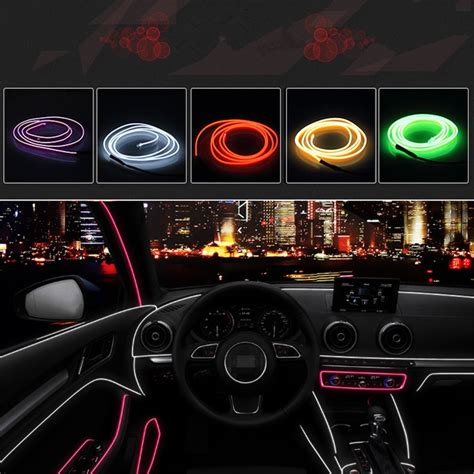 3m 12v Car Led Cold Lights Flexible Neon El Wire Auto Lamps On Car Cold