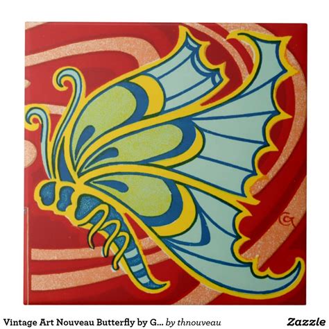 Vintage Art Nouveau Butterfly By Gisbert Combaz Ceramic Tile Zazzle