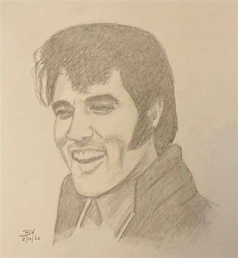 Elvis Presley Pencil Drawing 11x14 In Elvis Presley Original Portrait