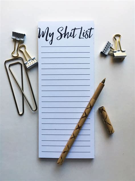 My Shit List Notepad, Skinny Notepad, List, To do List Notepad, Shit Notepad, To do list 