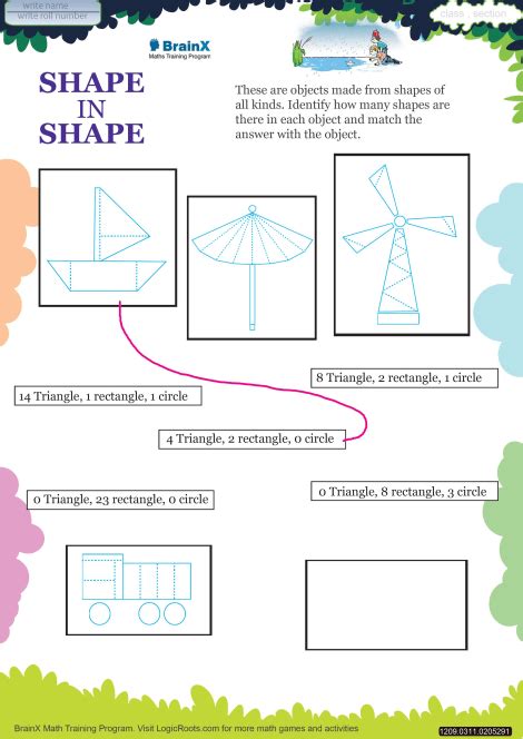 Worksheet for shapes for grade 3. Shape In Shape Math Worksheet for Grade 3 | Free ...