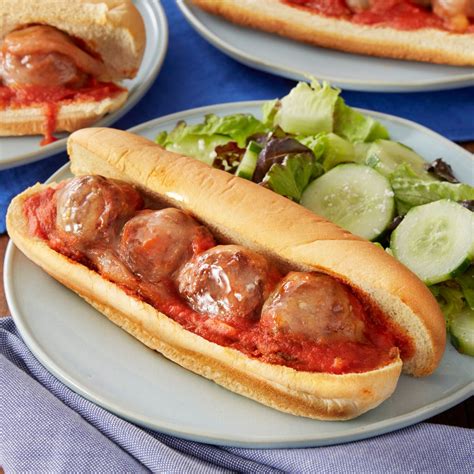 Recipe Italian Meatball Sandwiches With Red Leaf Lettuce And Cucumber
