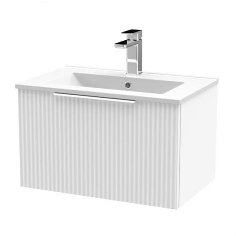 Hudson Reed Fluted Wall Hung 1 Drawer Vanity Unit With Basin 2 600mm