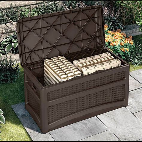 Suncast Outdoor 73 Gallon Garden Patio Storage Chest With Handles And